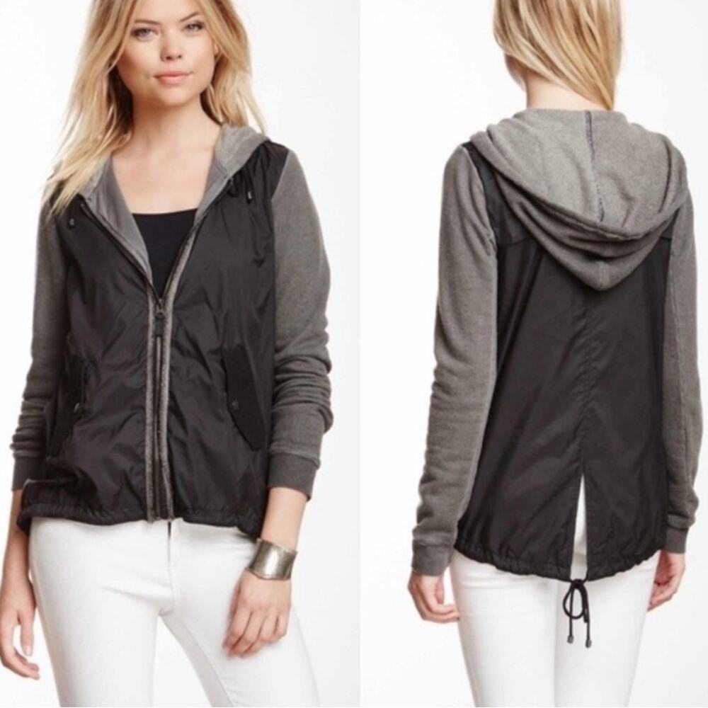 Free People | Black and Gray Hooded Jacket